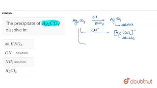 The precipitate of Ag2CO3 dissolve in  CLASS 11  SALT ANALYSIS  CHEMISTRY  Doubtnut [upl. by Adnohser]