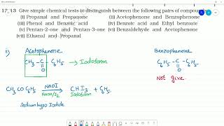 Give simple chemical tests to distinguish between the following pairs of compounds [upl. by Lounge]