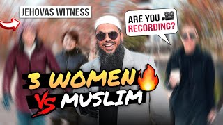 🤯🔥 3 Jehovas Witness vs 1 Shaykh‼️Caught on Tape RUNS AWAY christian muslim [upl. by Pokorny348]