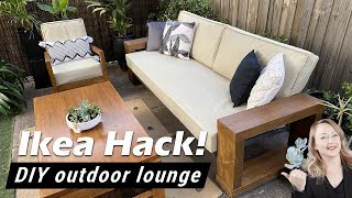 IKEA HACK How to make a cheap DIY outdoor sofa lounge  Restoration Hardware amp West Elm Inspired [upl. by Kusin648]