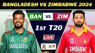 BANGLADESH vs ZIMBABWE 1st T20 MATCH Live SCORES  BAN vs ZIM LIVE COMMENTARY [upl. by Ilarin]