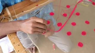 Making Ribbon Flower using hand embroidery [upl. by Ragg]