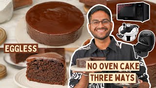 3 WAYS TO MAKE EGGLESS CHOCOLATE CAKE WITHOUT OVEN MICROWAVE COOKER AND AIR FRYER shorts [upl. by Sauls]