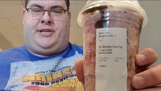 Starbucks chocolate covered strawberry creme Frappuccino Review Valentines Day Drink [upl. by Mosi]