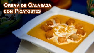 Riquisima Crema de Calabaza con Picatostes Receta Facil [upl. by Dragelin]