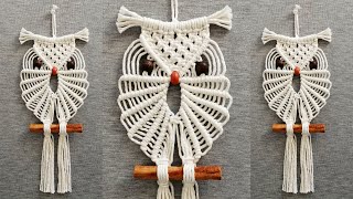 DIY como hacer un BÚHO en MACRAME  DIY Macrame Owl Wall Hanging Tutorial [upl. by Caasi]