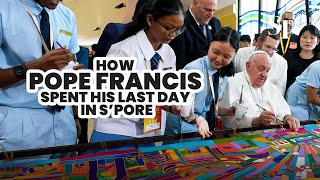 With the young and old – how Pope Francis spent his last day in Singapore [upl. by Attelrahc]