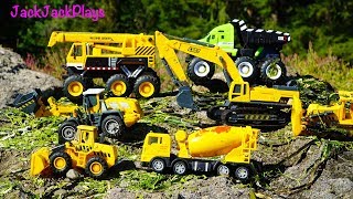 Construction Trucks for Kids Outdoor Play with Excavators at the Beach  JackJackPlays [upl. by Anoniw]