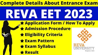 REVA EET 2023 Full Details Notification Dates Application Syllabus Pattern Eligibility [upl. by Ahsetra]