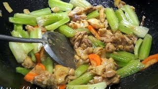 Hong Kong Recipe  Stirfried Chicken with Celery [upl. by Nodla]