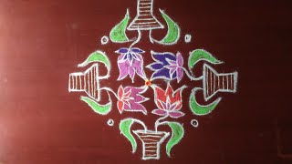 14 x 2 பூ தொட்டி கோலம்  14 x 2 Flower Pots Kolam rangoli kolam poothottikolam pookolam [upl. by Nerrag646]