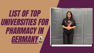 Masters in Pharmacy in GermanyPharmaceutical Universities in Germany  Pharmacist in Germany [upl. by Anyotal556]