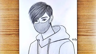 How to draw boy with mask  Adım Adım Maskeli Erkek Resmi Çizimi [upl. by Hsepid12]