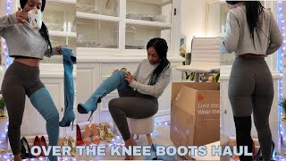 OVER THE KNEE BOOTS FOOT WEAR TRY ON HAUL  HEELS REVIEW  amp UNBOXING [upl. by Notnirt]