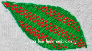 como bordar una hoja39🌿leaf stitch embroidery bordados a mano paso a paso [upl. by Luelle]