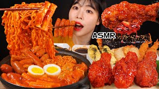 ASMR MUKBANG 직접 만든 떡볶이 양념치킨 김밥 먹방 amp 레시피 FRIED CHICKEN AND Tteokbokki EATING [upl. by Cirdnek762]