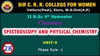 28 BSc 24  Spectroscopy amp Physical Chemistry  Unit 5  Phase Rule 1 [upl. by Littlejohn]