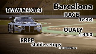 ACC 195  BMW M4 GT3  Barcelona  FREE stable Race amp Qualify setup LFM BoP tune [upl. by Tekcirk]