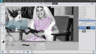 Een zwart wit foto inkleuren met Photoshop Elements 11 [upl. by Notniuqal]