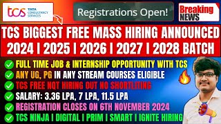 TCS FREE NQT Hiring Announced  TCS Ninja Digital Prime Smart Ignite Role Hiring 20242028 Batch [upl. by Telimay]