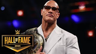 The Rock receives the Peoples Championship from Lonnie Ali 2024 WWE Hall of Fame highlights [upl. by Layap]