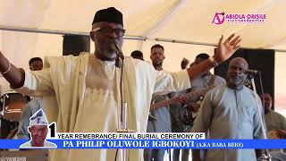 KOLOBA KOLOBAHOW ADEWALE AYUBA SERENADES AT THE 1 YEAR FINAL BURIAL OF PA PHILIP OLUWOLE IGBOKOYI [upl. by Anilev648]