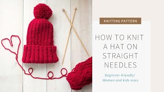 How to Knit a Hat on Straight Needles [upl. by Neerbas]