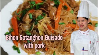 Pancit bihon guisado with pork panlasang pinoy  Joy Yanson [upl. by Einittirb564]