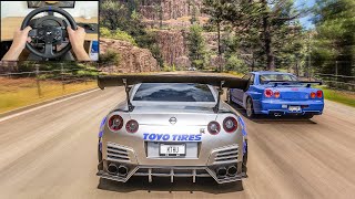 Nissan GTR Nismo  Goliath Race  Forza Horizon 5  Steering Wheels Gameplay [upl. by Goeger]