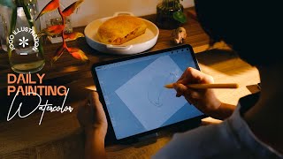 Painting as a Habit Digital watercolor in Procreate No tutorial [upl. by Cointon]