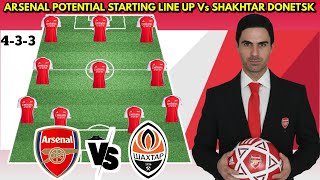 🚨 Arsenal Potential Starting line up vs Shkhtar Donetsk UEFA Champions League 20242025🔥 [upl. by Prudi353]