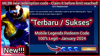 🎁 Mobile Legends Redeem Code January 12 2024 🎁 ML New Diamond Codes for this video Hurry up🎁 [upl. by Caressa99]