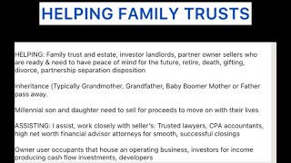 HELPING Family Trusts and Estates Sell their Commercial Real Estate to have future peace of mind [upl. by Guimond902]