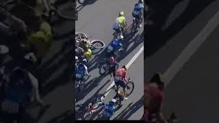 Peloton Crash MilanoSanremo 2024 Visma [upl. by Herahab44]