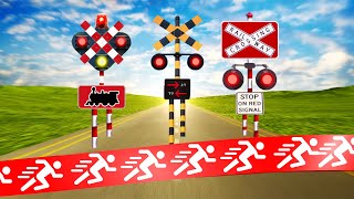 【 踏切アニメ 】 走行中の踏切 😂😂😂 Running Railroad Crossings [upl. by Enuahs]