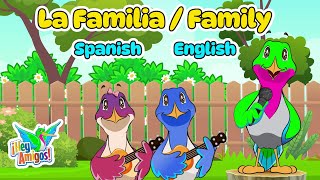 Family Members in Spanish and English for Kids Interactive Bilingual Kids Song  HeyAmigoscom [upl. by Orgalim]