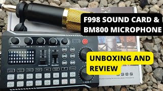 Unboxing the Sound Card F998 amp BM800 Microphone Combo [upl. by Lilla]