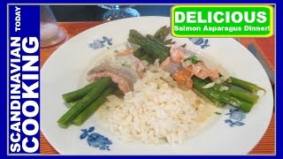 How To Make Delicious Norwegian Salmon Asparagus Dinner  Norsk Lakseroulade med asparges [upl. by Elfie]