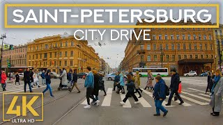 Exploring Saint Petersburg on a Cloudy Day  4K City Drive Video [upl. by Ahseid225]