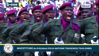 DÉFILÉ MILITAIRE A LINVESTITURE DU PRÉSIDENT Félix Antoine Tshisekedi Tshilombo 20 JANVIER 2024 [upl. by Aileduab]