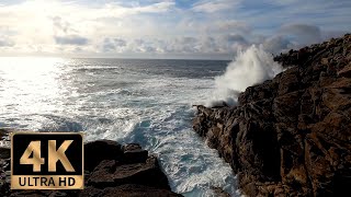 Fishermen Facing the Big Waves of the Wild Coast of Galicia Virtual Nature Walk with Ocean Sounds [upl. by Fortunio]