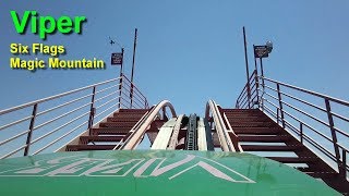 Viper Roller Coaster On Ride Front Seat POV Six Flags Magic Mountain [upl. by Frida]