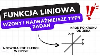 Funkcja liniowa w 10 min 🤩 wszystkie najważniejsze typy zadań ⬇️ Zadania w PDF do druku w opisie [upl. by Lexis]