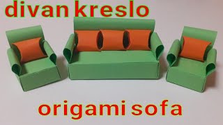 Qogozdan narsalar yazash  Qogozdan divan krelo yashash  origami  origami sofa [upl. by Annahsal366]