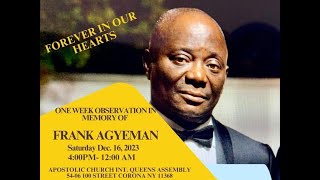 FINAL FUNERAL RITES FOR THE LATE Mr Frank Agyeman 1 [upl. by Triplett]