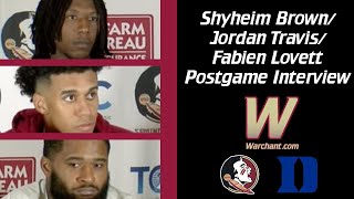 FSU Football  Shyheim Brown Jordan Travis Fabien Lovett Duke Postgame Interview  Warchant FSU [upl. by Stucker]