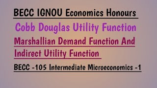 Cobb Douglas Utility Function BECC 105 Intermediate Microeconomics 1 BECC IGNOU Economics Honours [upl. by Nohtanhoj540]