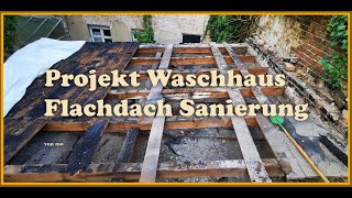 Altes Dach  Sanierung  mit Dachpappe  Flachdach  Holz Aufbau  Erneuerung [upl. by Spense]