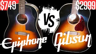 Gibson VS EPIPHONE J45 Acoustic Buy THIS One [upl. by Catherin]