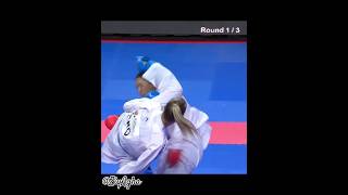 Amazing karate female kumite  WKF Ippon Ura Mawashi kick  Girl Fight karate martialarts shorts [upl. by Adlai]